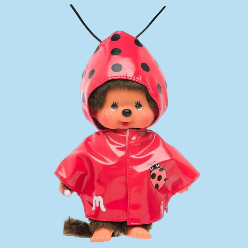 Boy Monchhichi in Ladybug Raincoat 8" Plush