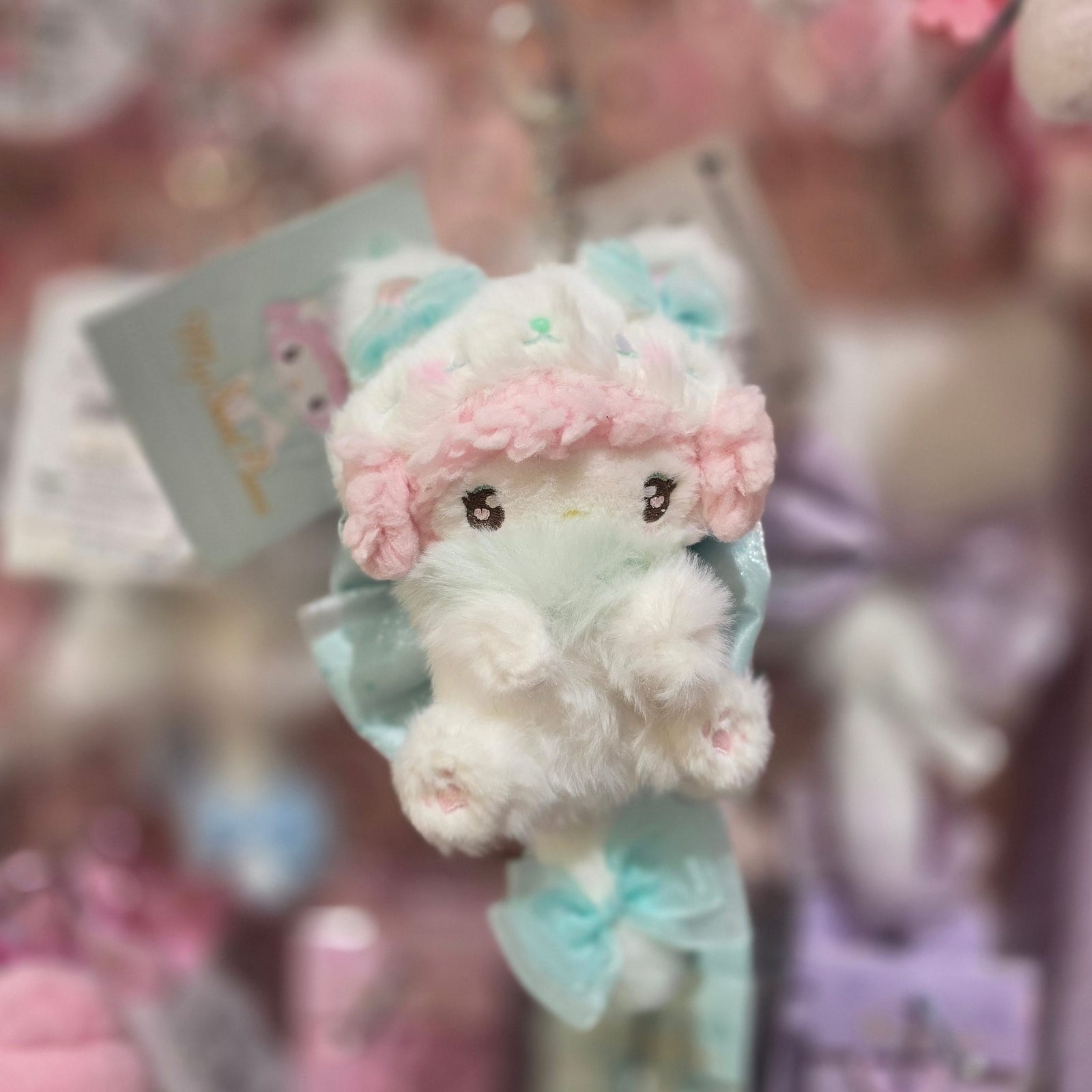 My Sweet Piano Kitten Bow Plush Keychain