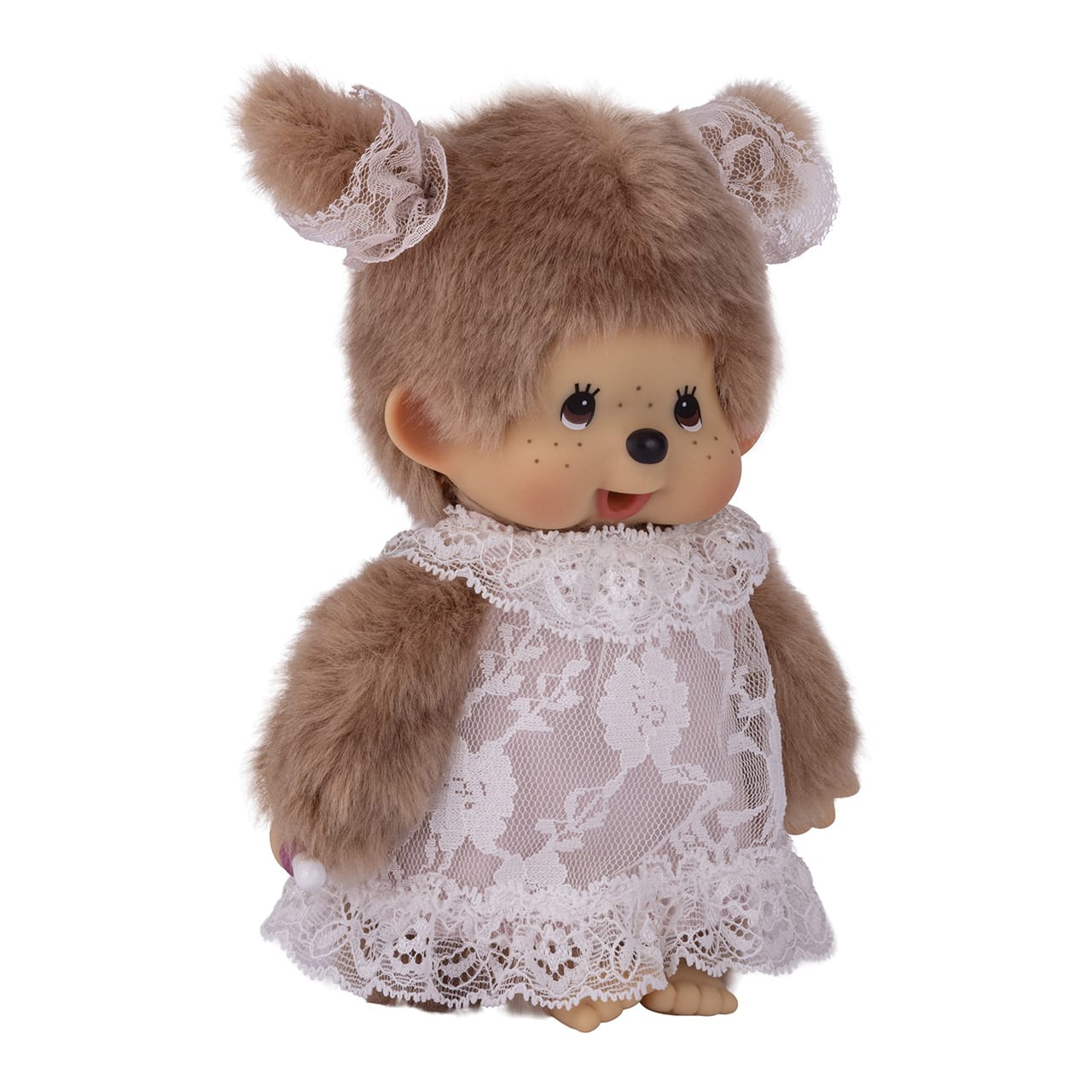 Monchhichi White Lace Dress Beige Girl 8" Plush
