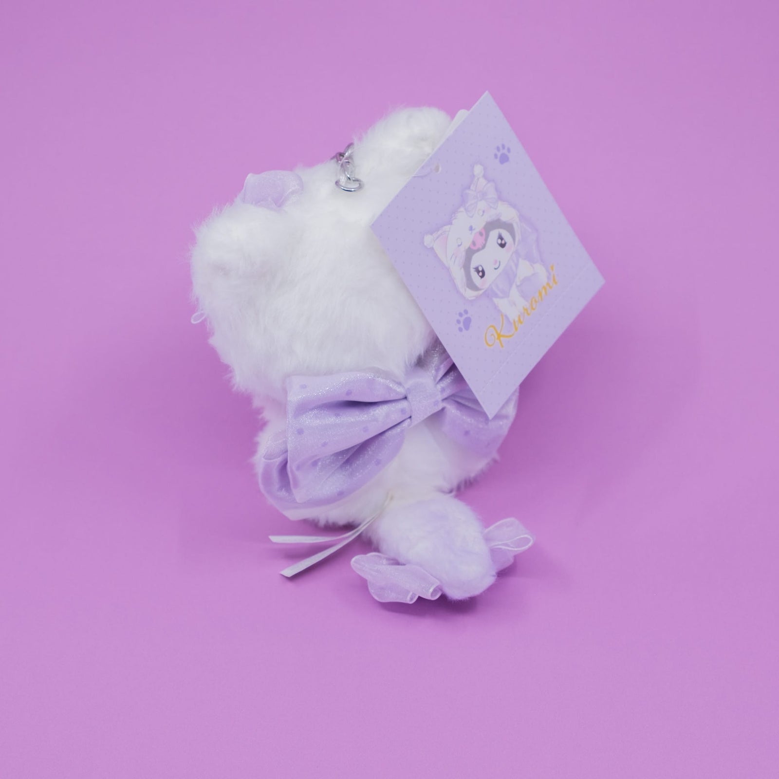 Kuromi Kitten Bow Plush Keychain