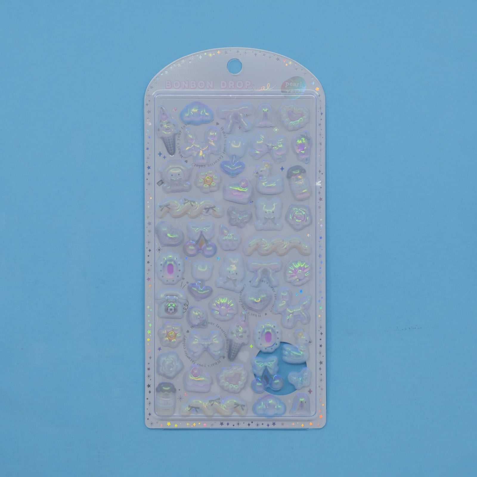 White Pearl Veil Bonbon Drop Stickers