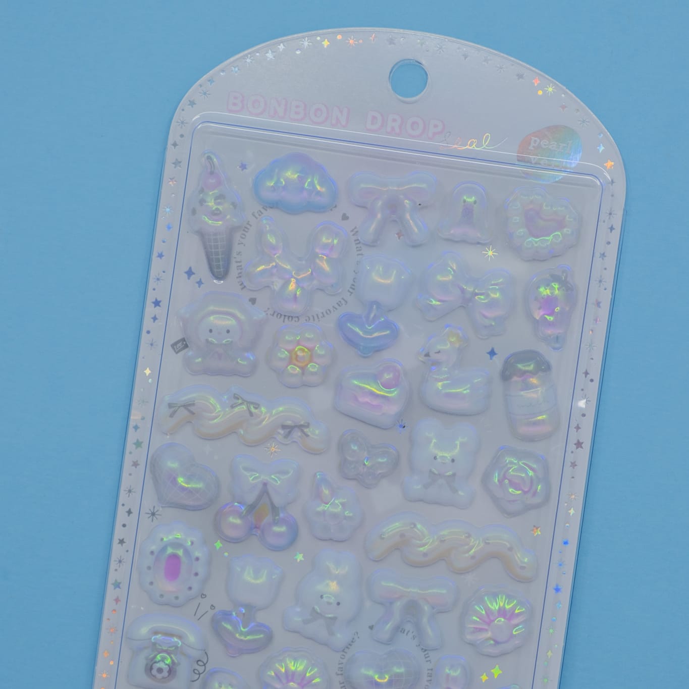 White Pearl Veil Bonbon Drop Stickers