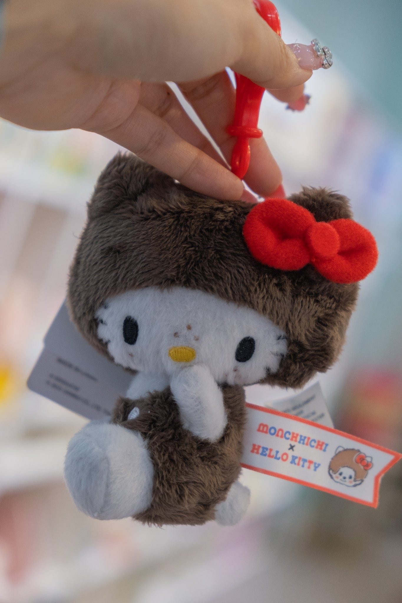 Hello Kitty x Monchhichi Big Head Keychain