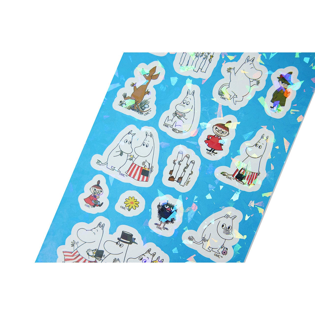 A sheet of stickers depicting various illustrations of a white hippo.