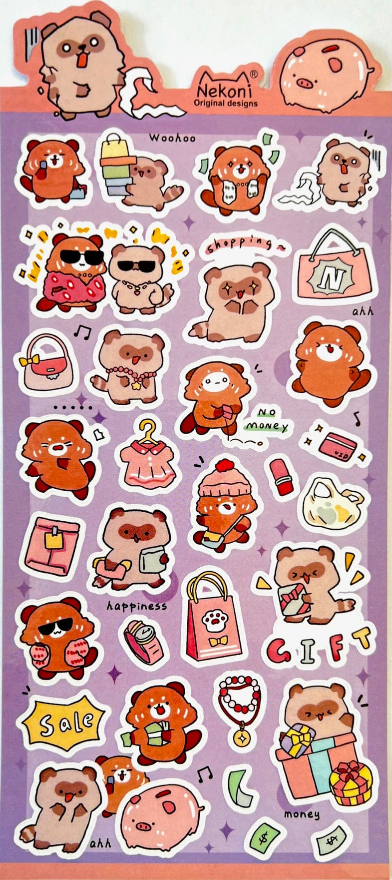Red Panda & Raccoon Shopping Spree Stickers