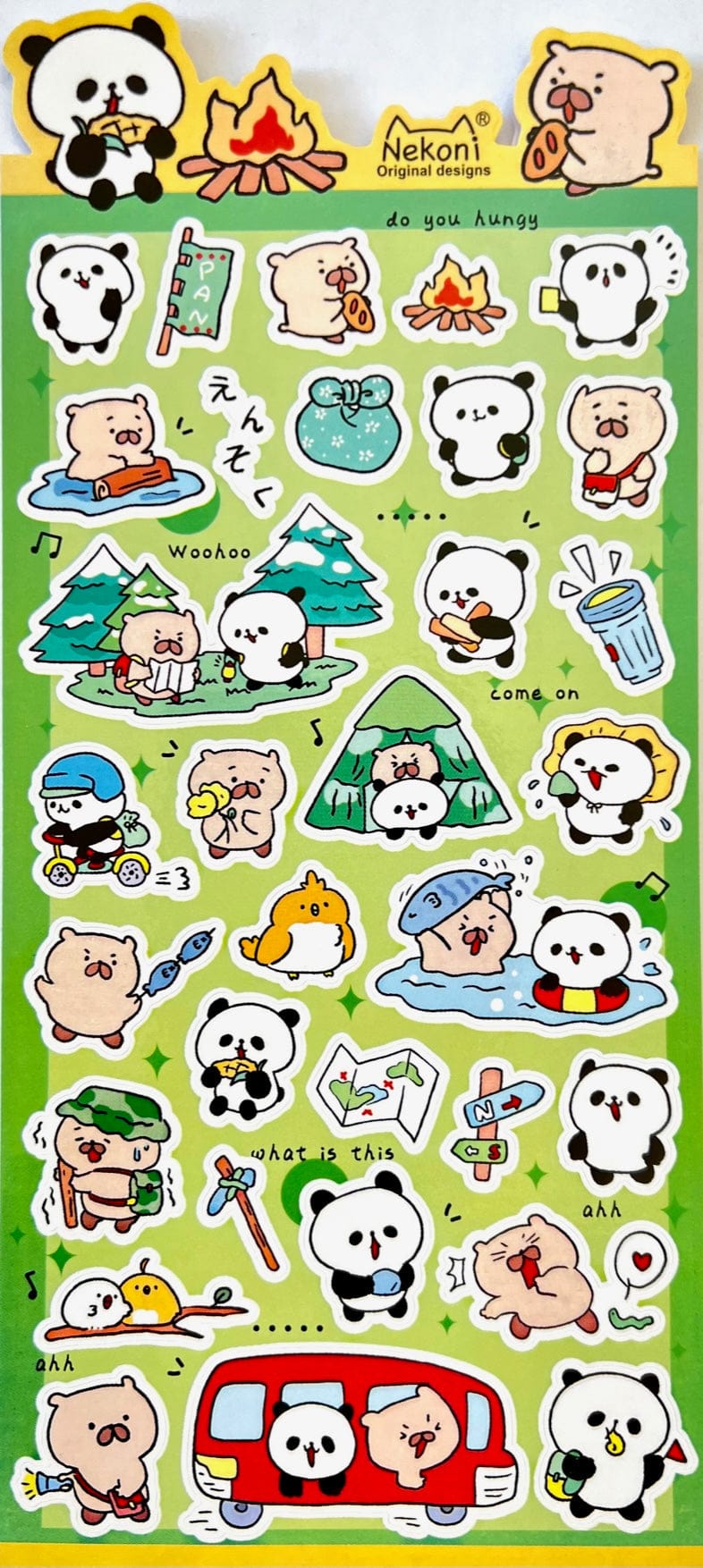 Panda and Beaver Go Camping Stickers