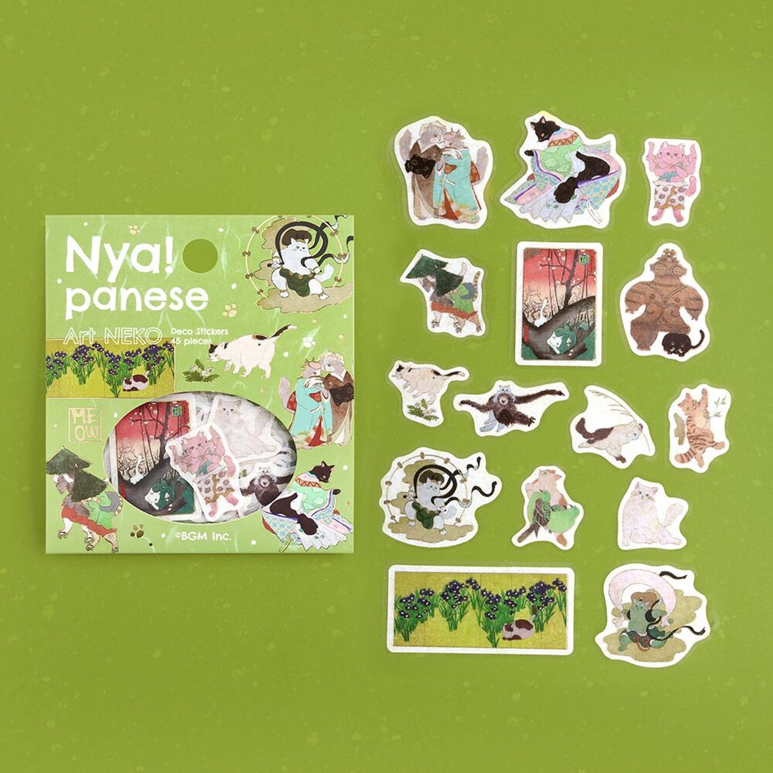 Nyapanese Art Neko Green Version BGM Stickers