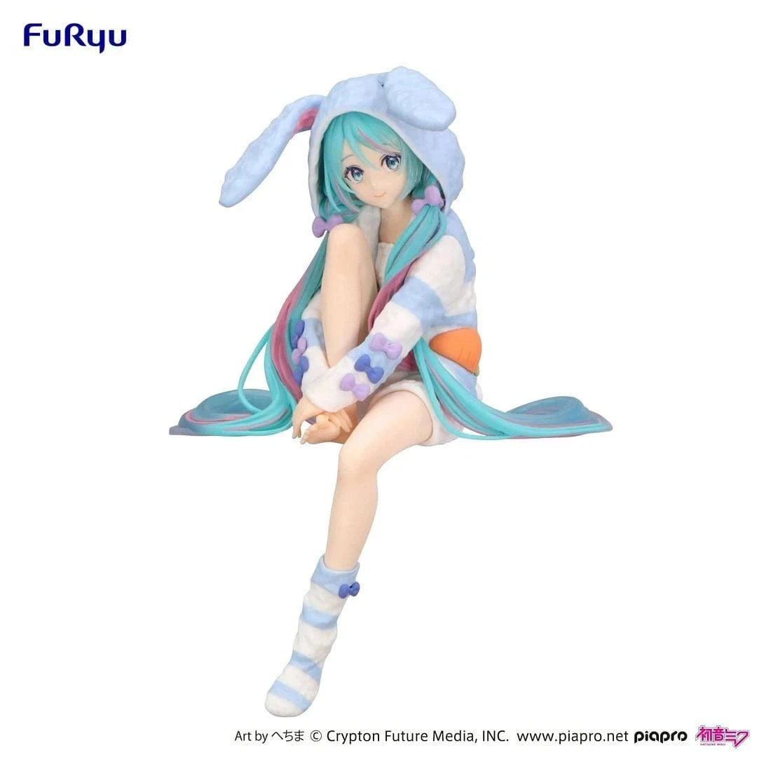Hatsune Miku Rabbit Ear Hooded Pajama Blue Ver. Noodle Stopper Figure