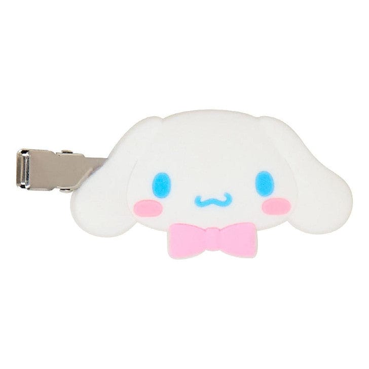 Close-up of the Sanrio Cinnamoroll hair clip with soft flocked texture and character details