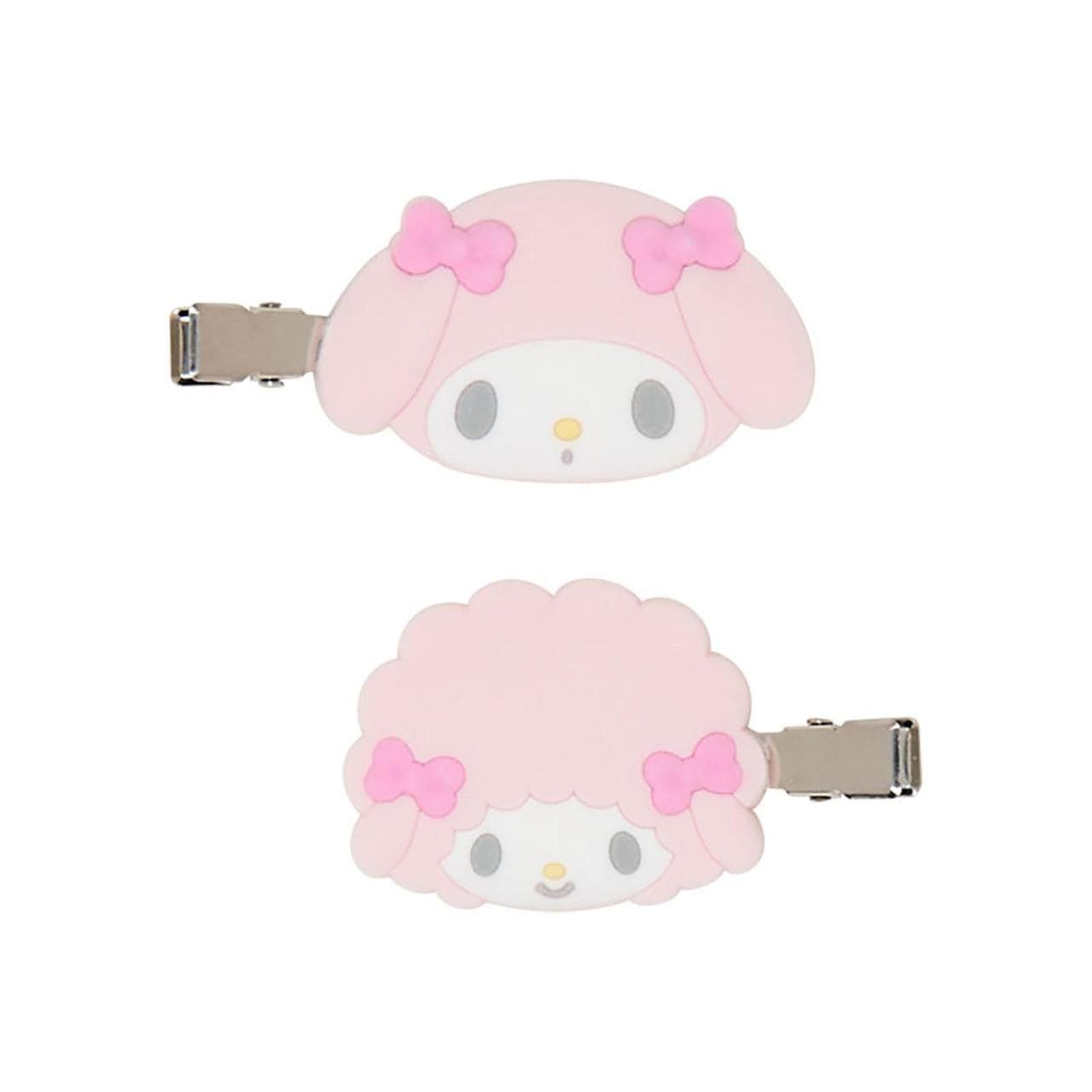 Front view of bangs hair clips showing character faces and clip shape.