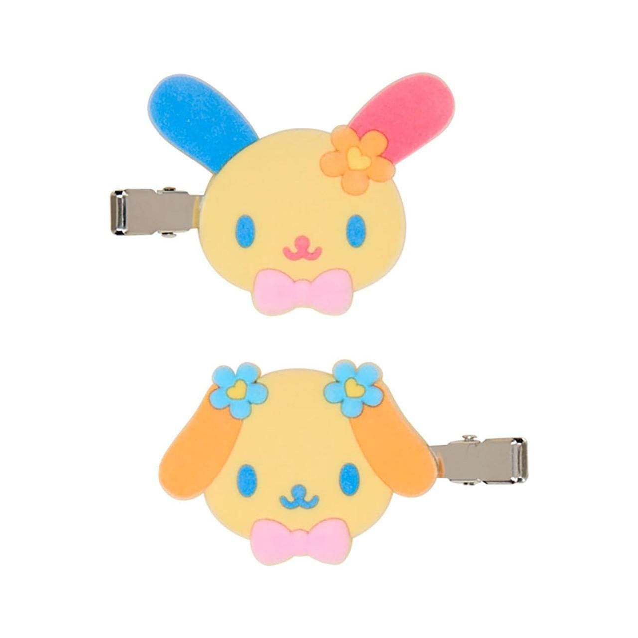 Two Sanrio bangs clips showing front view character faces of Usahana and Wanwan-chan