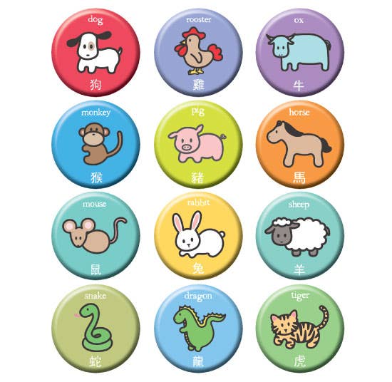 Zodiac Zoo Buttons