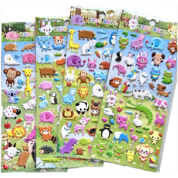 Cartoon Animals Assorted Puffy Stickers- Random Selection