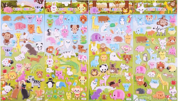 Cartoon Animals Assorted Puffy Stickers- Random Selection