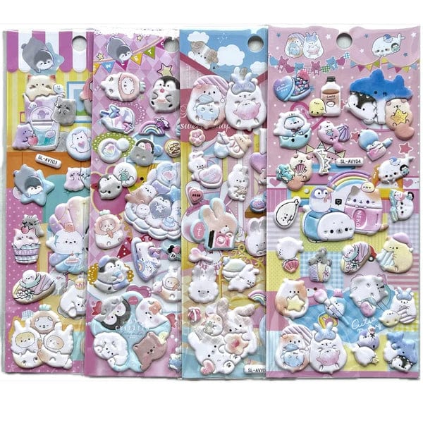 Sweet Kawaii Creatures Assorted Puffy Stickers- Random Selection