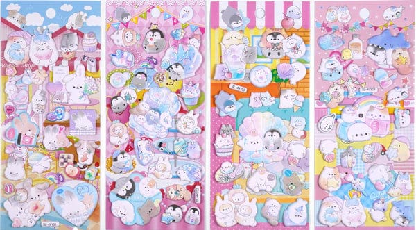 Sweet Kawaii Creatures Assorted Puffy Stickers- Random Selection