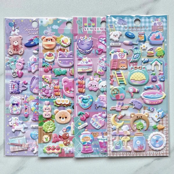 Cozy Kawaii Life Assorted Puffy Stickers- Random Selection