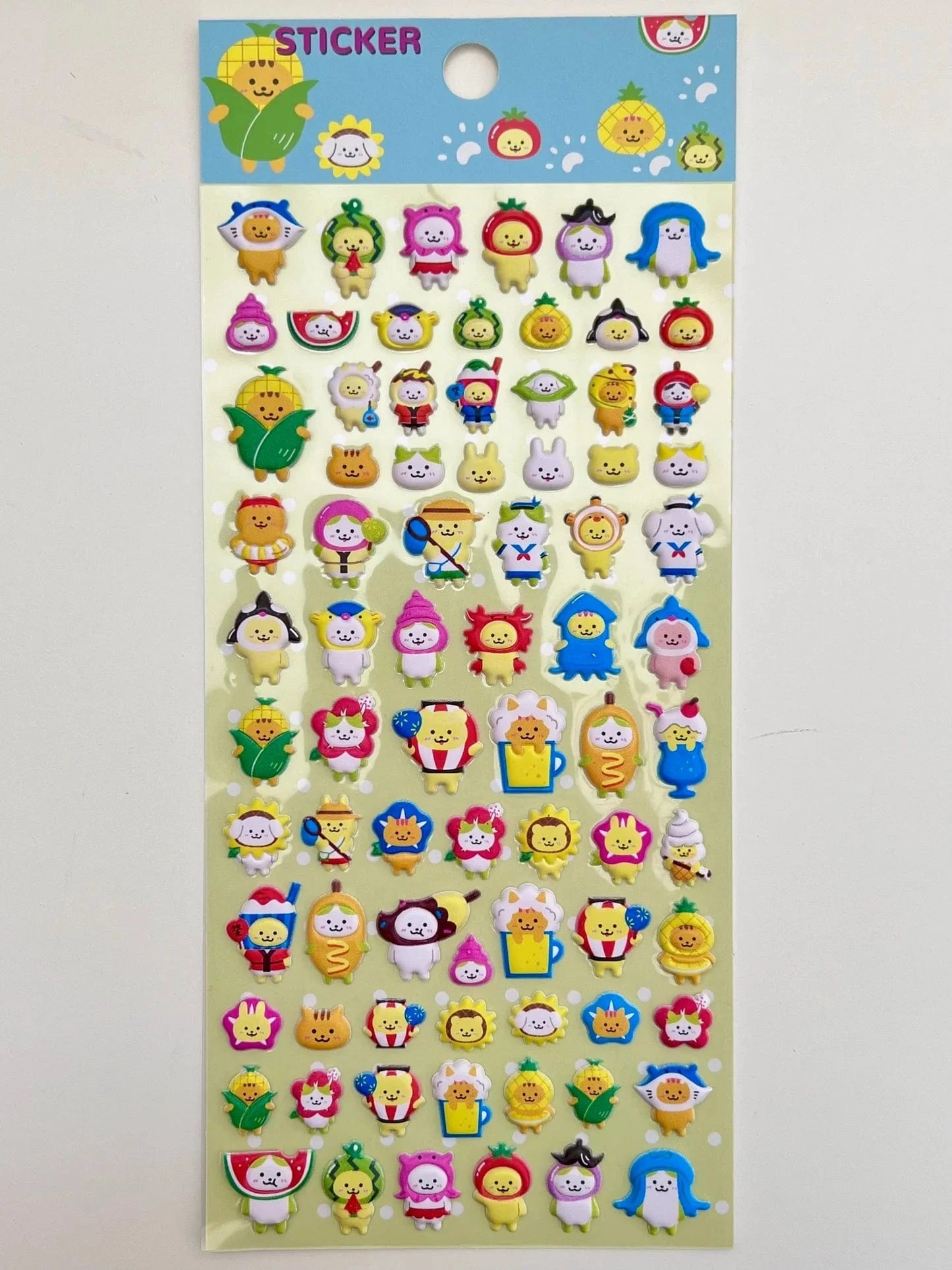 Teenie Tiny Animal Dressed as Food Stickers