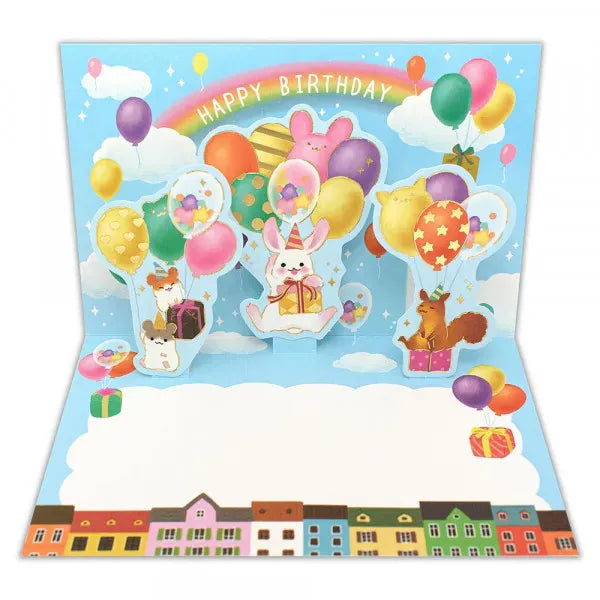 Happy Birthday Pop-Up Balloon Town Greeting Card