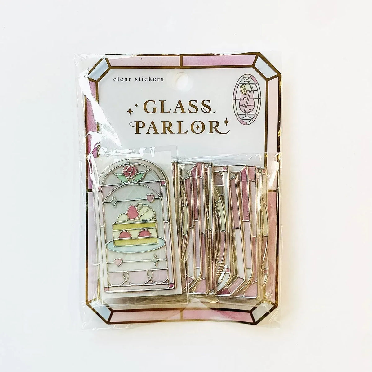 Pink Lemonade Glass Parlor Stained Glass Flake Stickers