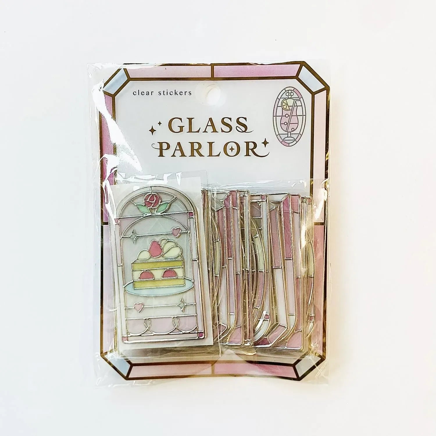 Pink Lemonade Glass Parlor Stained Glass Flake Stickers