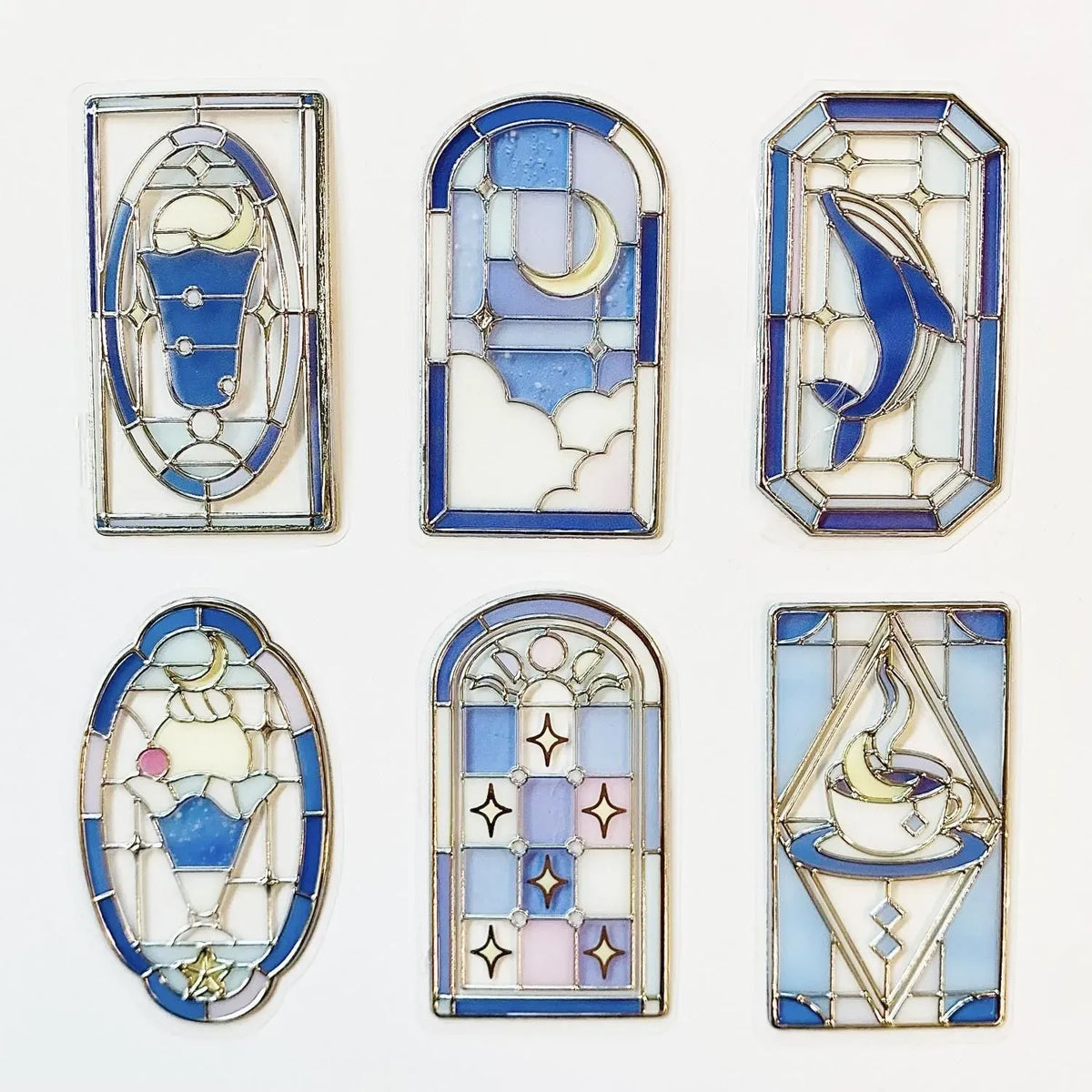 Midnight Blue Glass Parlor Stained Glass Flake Stickers