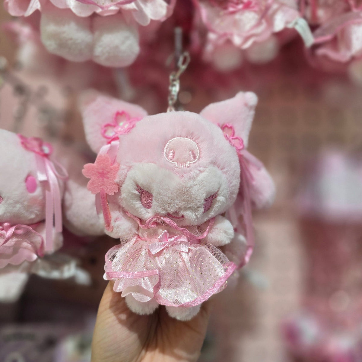 Sakura Kuromi Plush Mascot Keychain