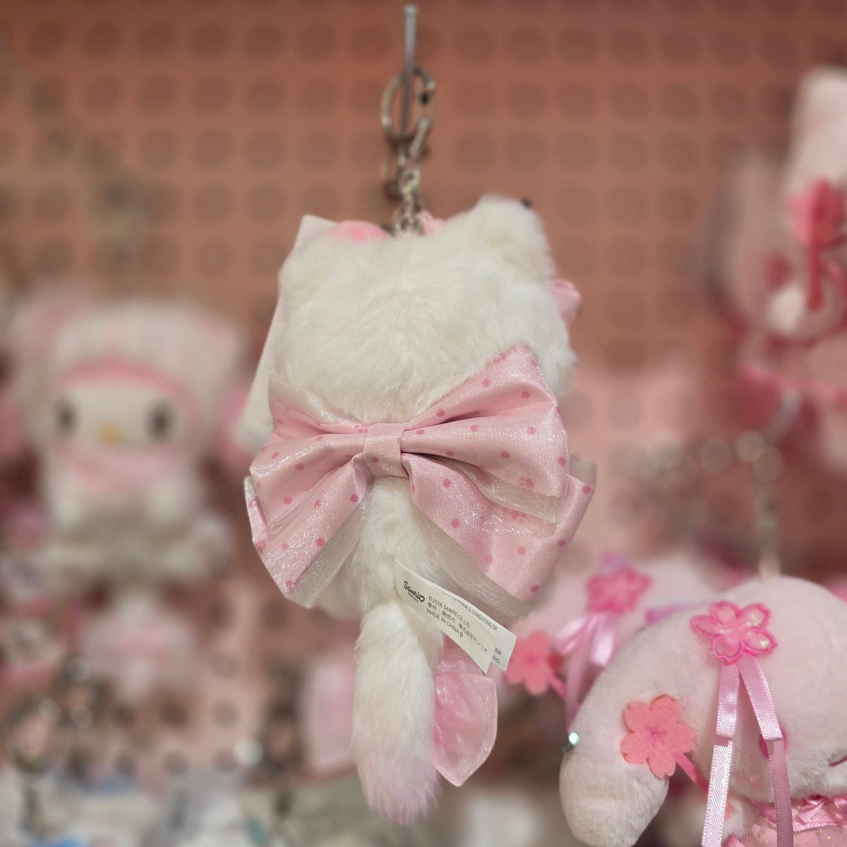 Hello Kitty Kitten Bow Plush Keychain