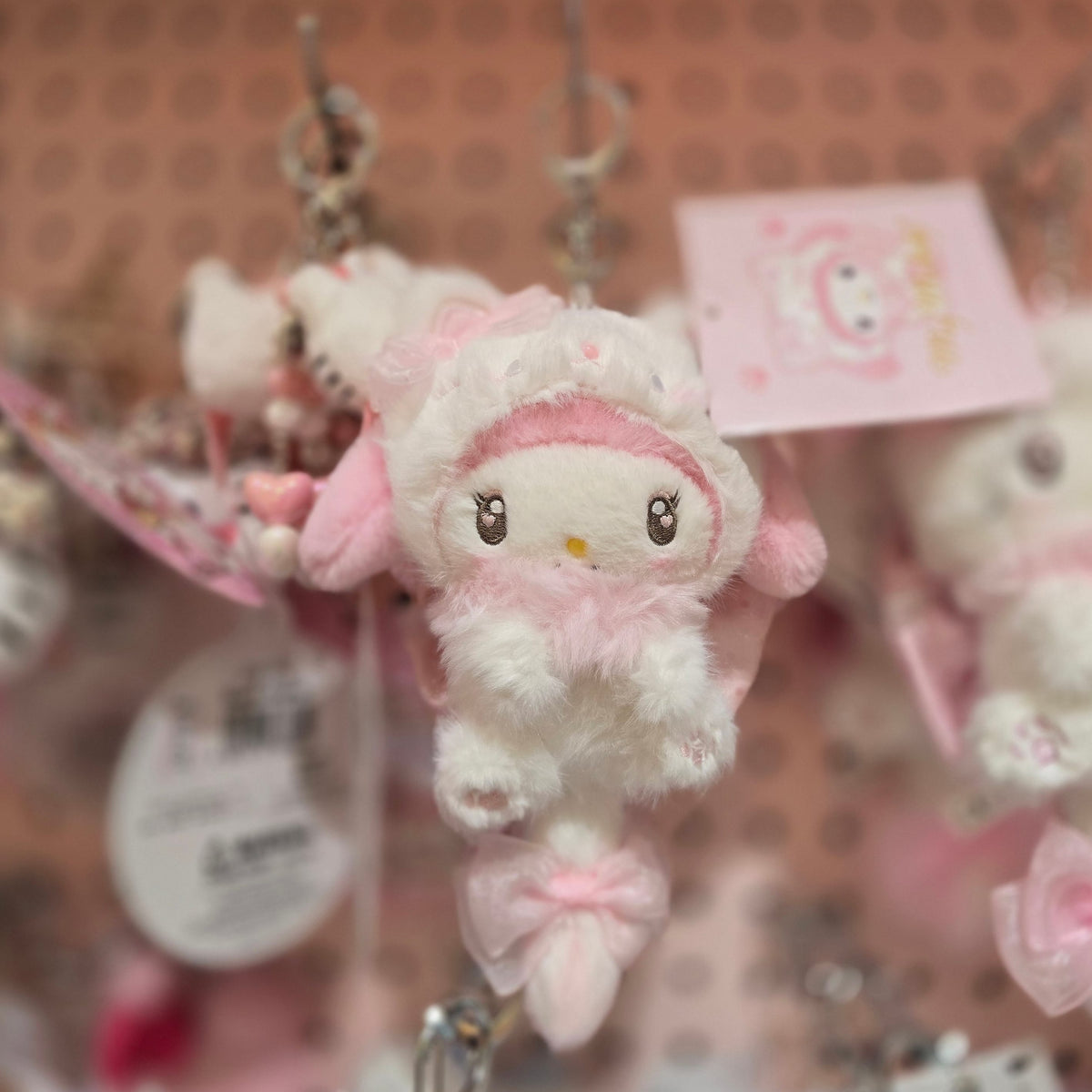 My Melody Kitten Bow Plush Keychain