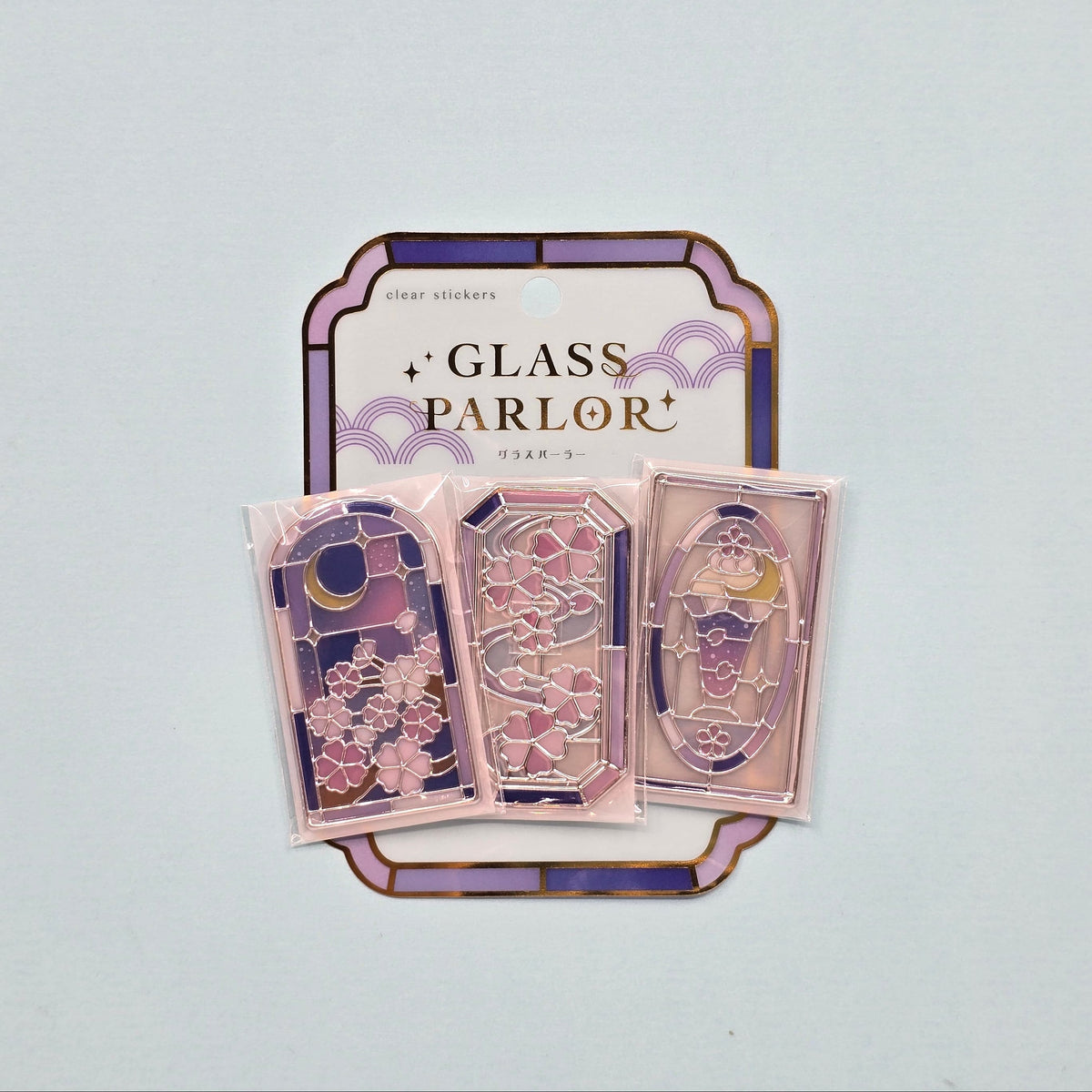 Night Sakura Glass Parlor Stained Glass Flake Stickers