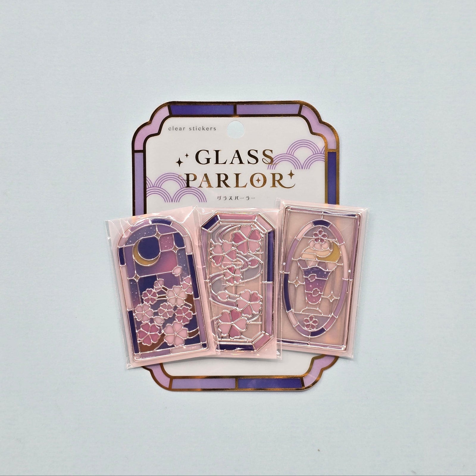 Night Sakura Glass Parlor Stained Glass Flake Stickers