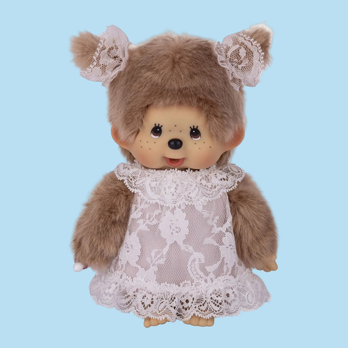 Monchhichi White Lace Dress Beige Girl 8" Plush