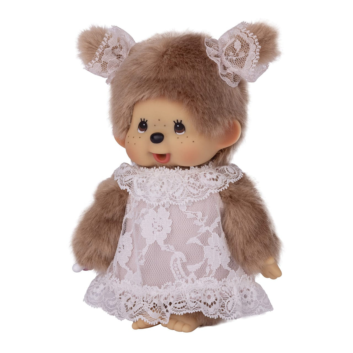 Monchhichi White Lace Dress Beige Girl 8" Plush