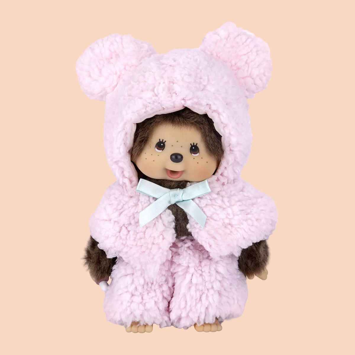 Monchhichi Pink Bear Hoodie Boy 8" Plush