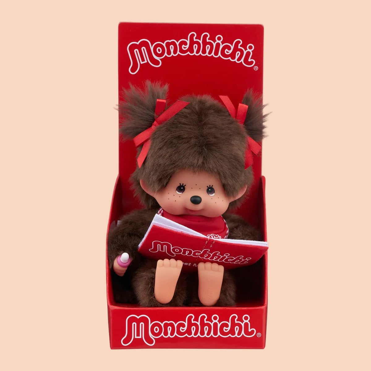 Monchhichi Sitting &amp; Reading Girl Plush