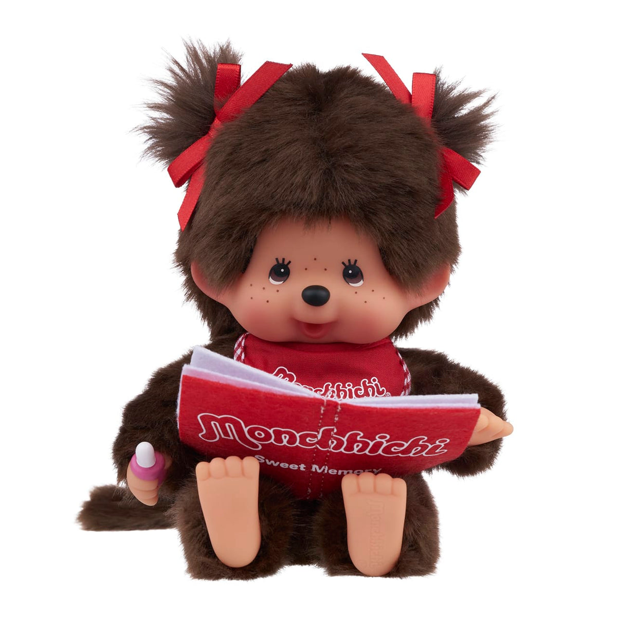 Monchhichi Sitting & Reading Girl Plush