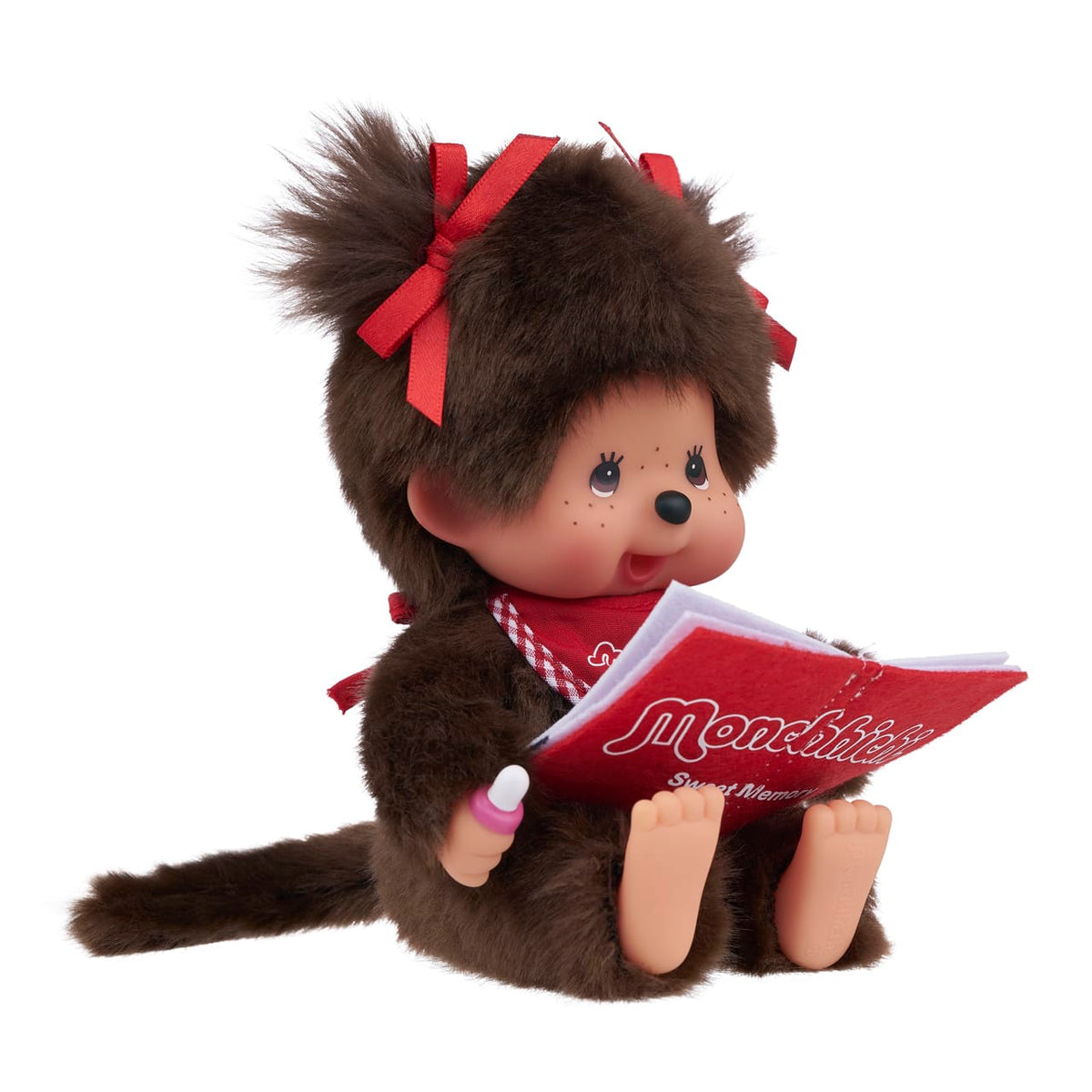 Monchhichi Sitting & Reading Girl Plush