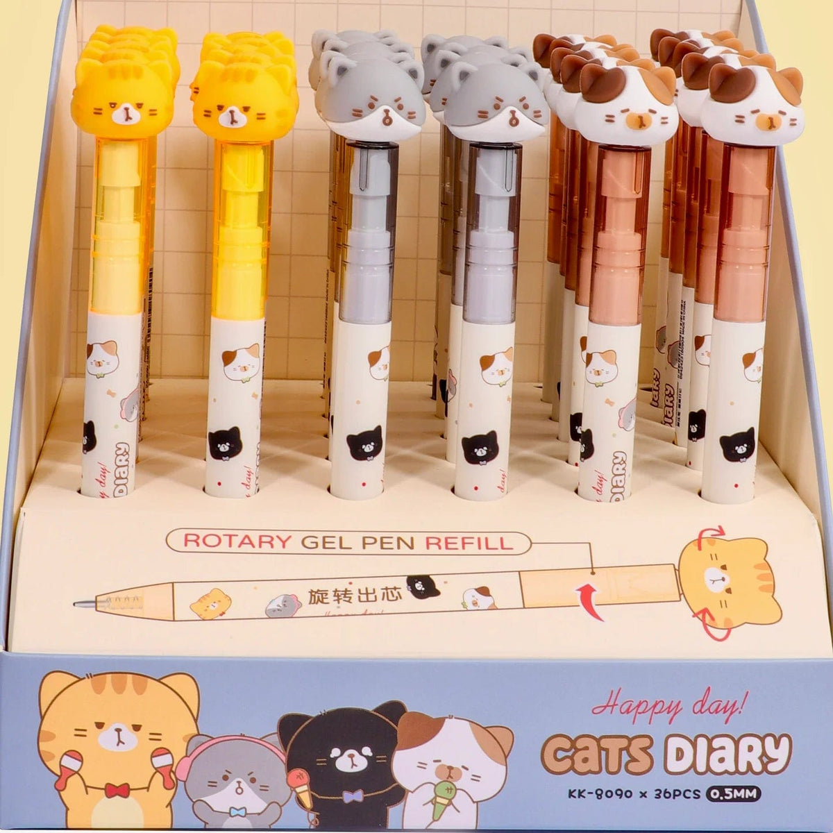 Cats Diary Spinning Topper Retractable Gel Pen