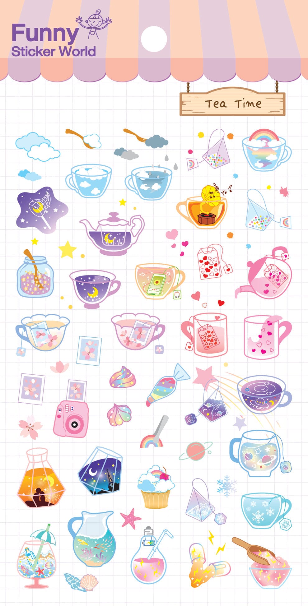 Crystal Galaxy Cafe Stickers