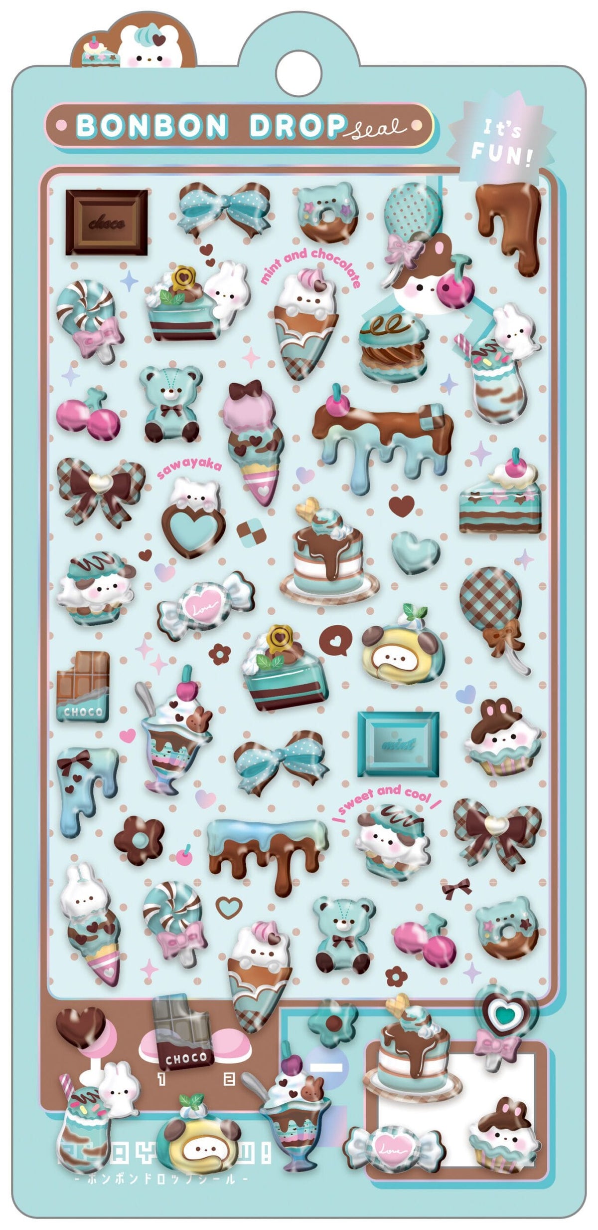 Mint Chocolate Bonbon Drop Stickers