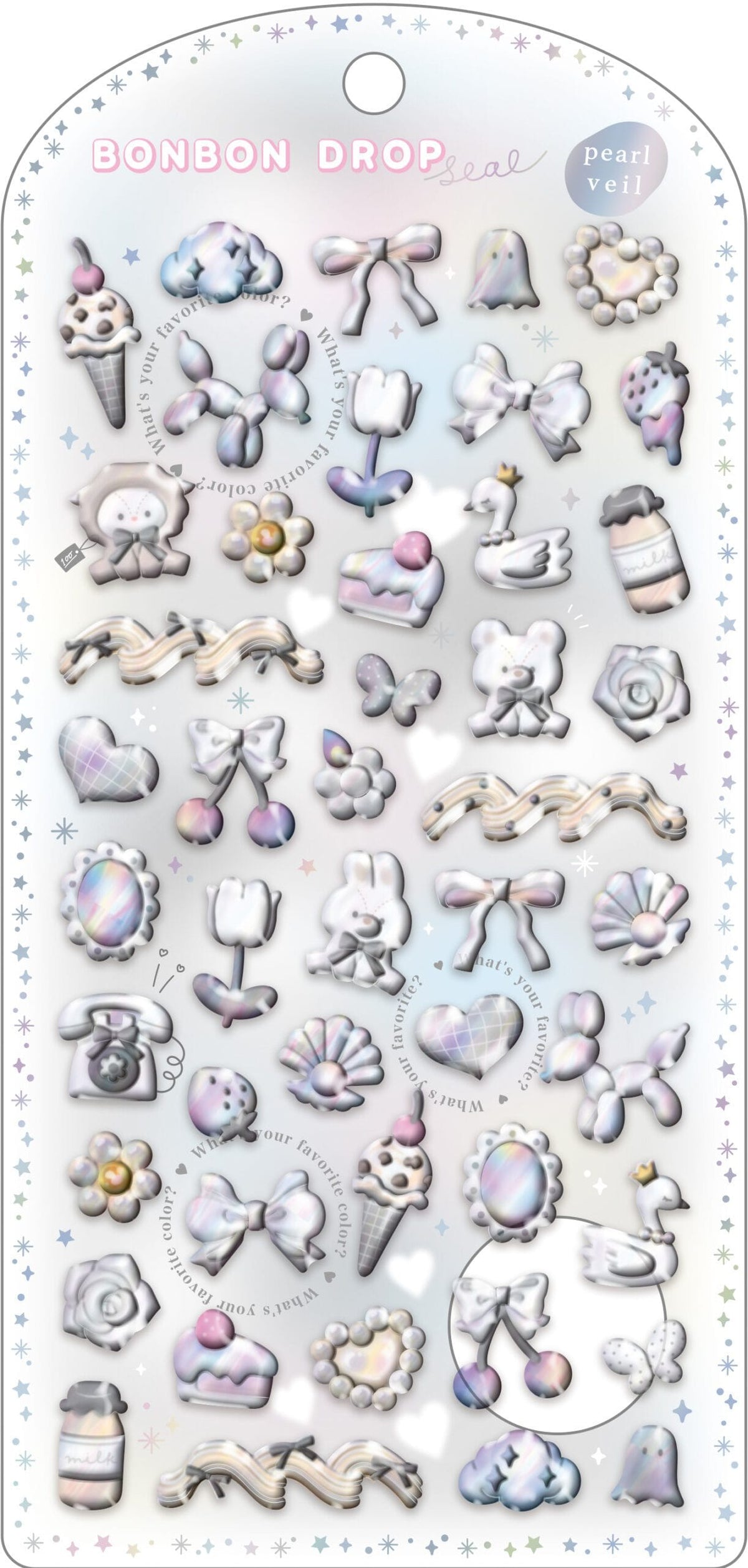 White Pearl Veil Bonbon Drop Stickers