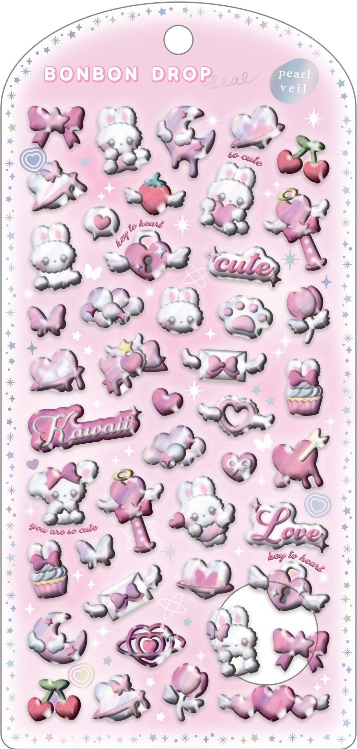 Pink Pearl Veil Bonbon Drop Stickers