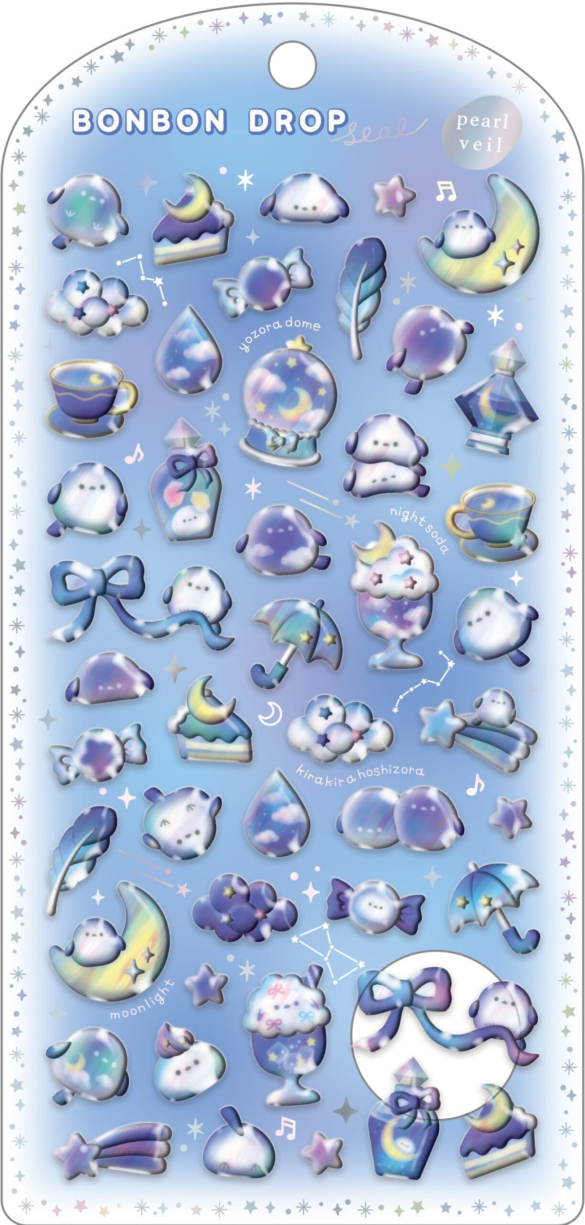 Night Bird Pearl Veil Bonbon Drop Stickers