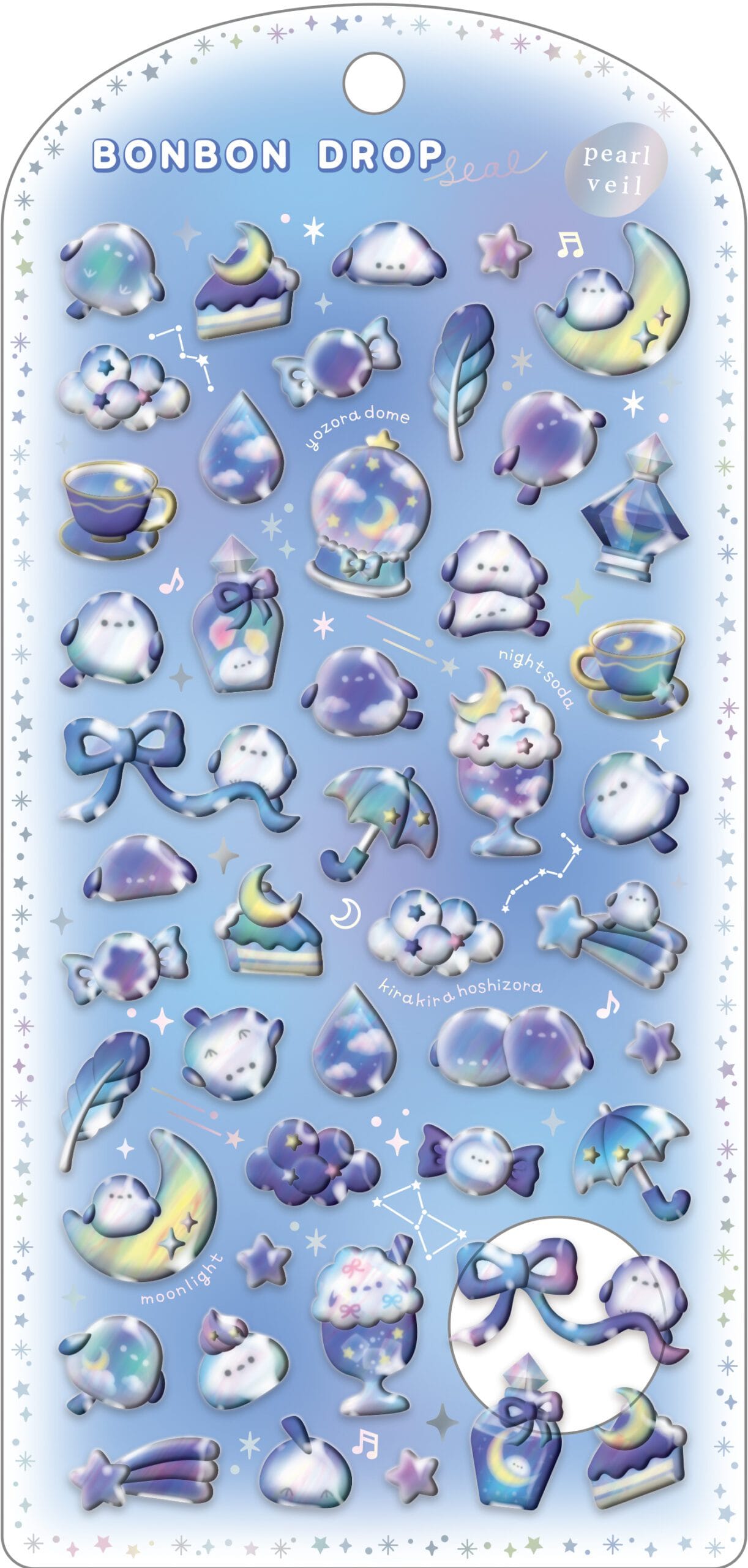 Night Bird Pearl Veil Bonbon Drop Stickers