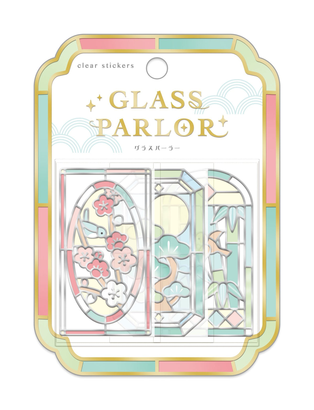 Plum, Pine, &amp; Bamboo Glass Parlor Stained Glass Flake Stickers