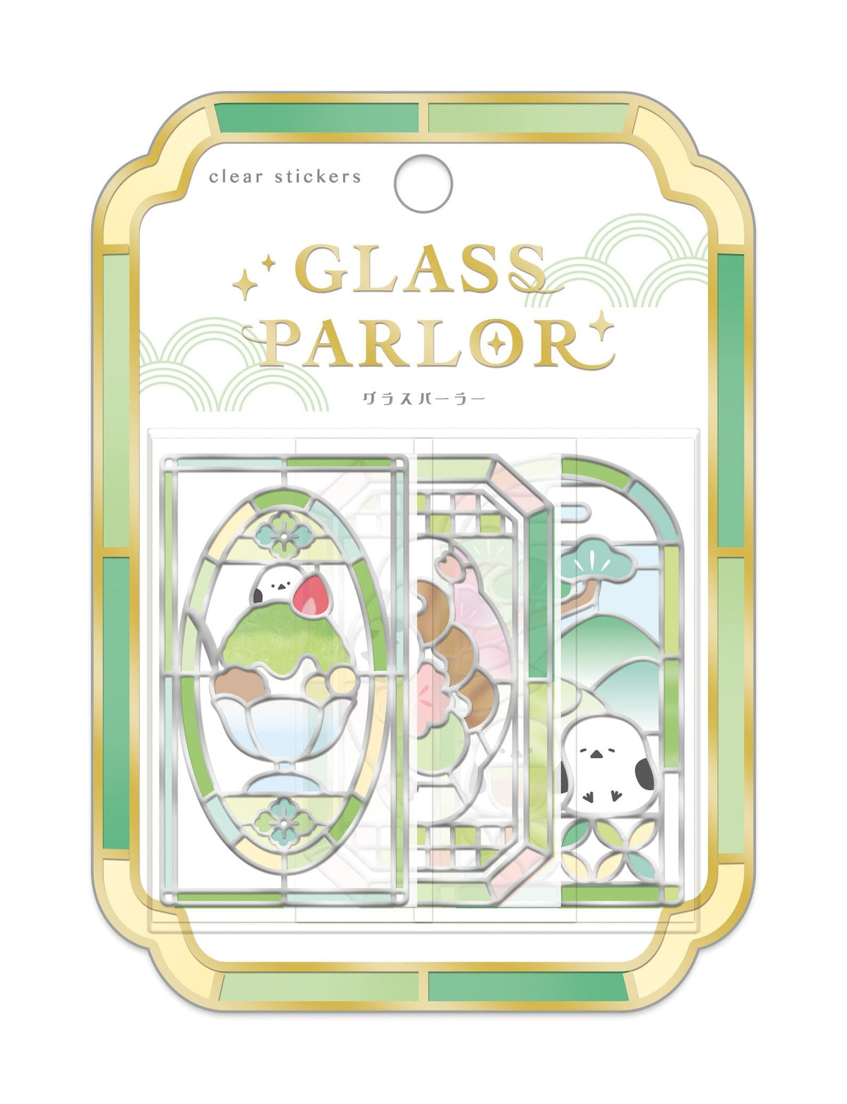 Matcha Snow Birds Glass Parlor Stained Glass Flake Stickers