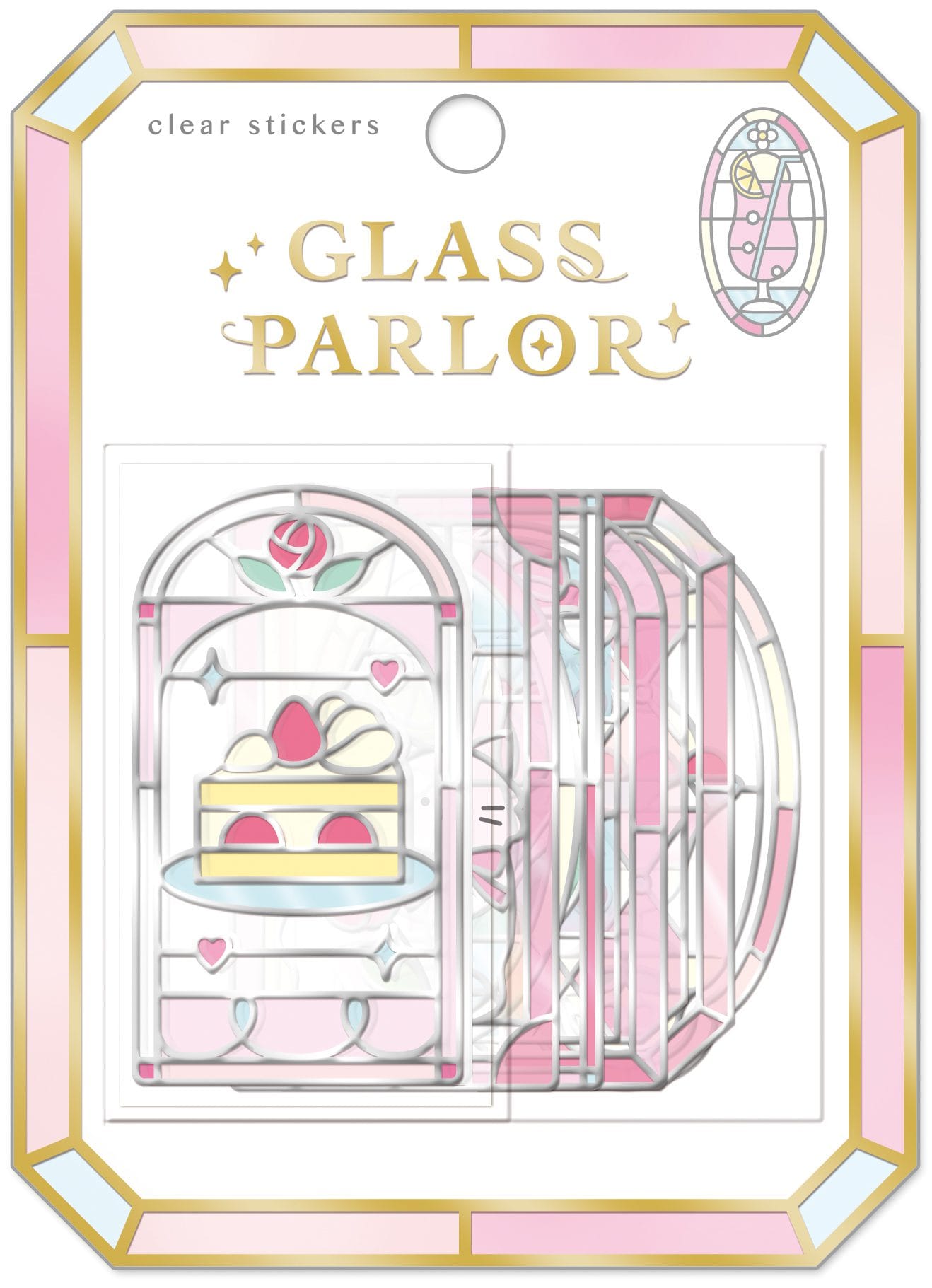 Pink Lemonade Glass Parlor Stained Glass Flake Stickers
