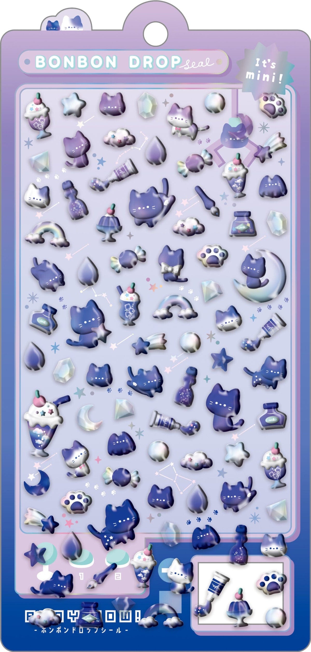 Night Cat Bonbon Drop Mini Stickers