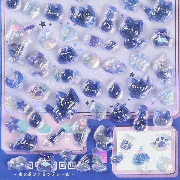 Night Cat Bonbon Drop Mini Stickers