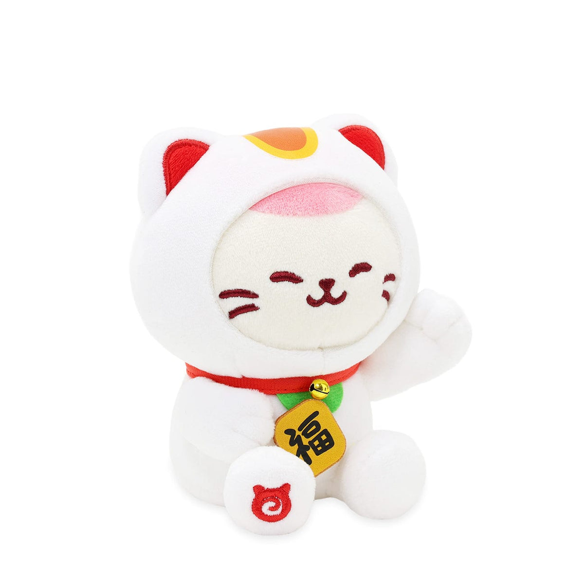 Kittiroll Lucky Cat White Sitting Plush